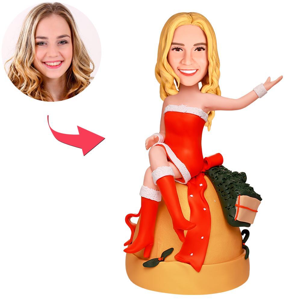 Christmas Bells Girl Custom Bobblehead With Engraved Text -