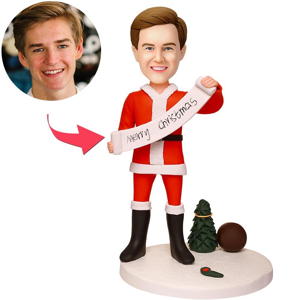 Merry Christmas - Custom Bobblehead Christmas Men With Engraved Text - 