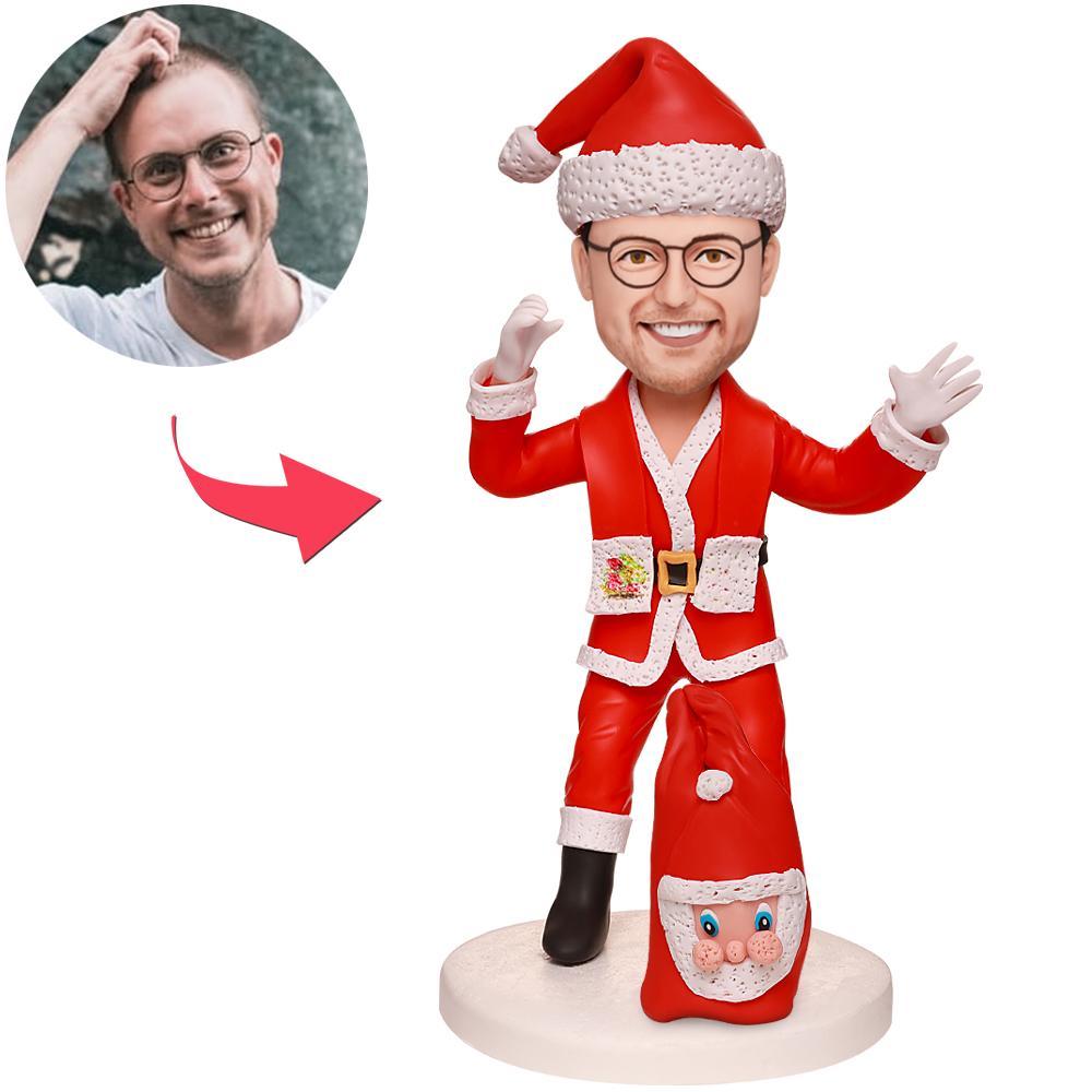Custom Bobblehead Christmas Dad And Baby With Engraved Text -