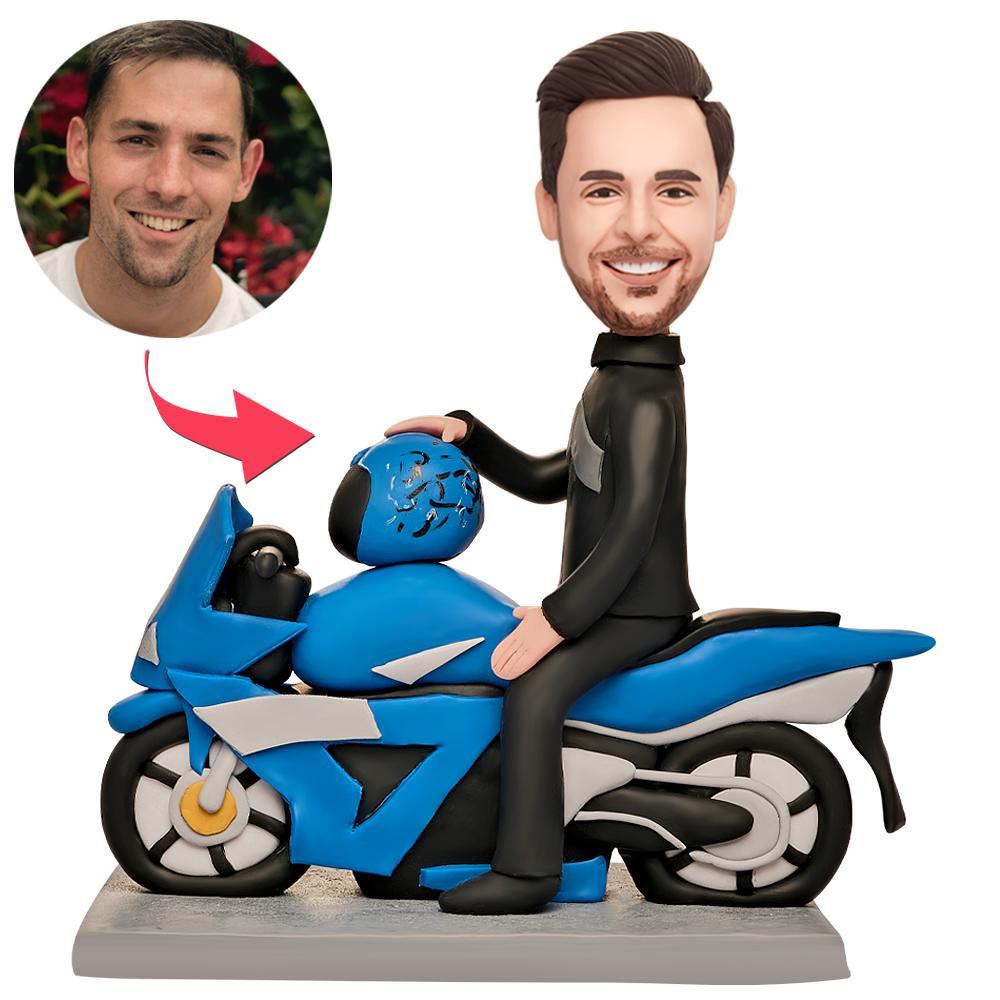 Men's Motorcycle Custom Bobblehead With Engraved Text - 