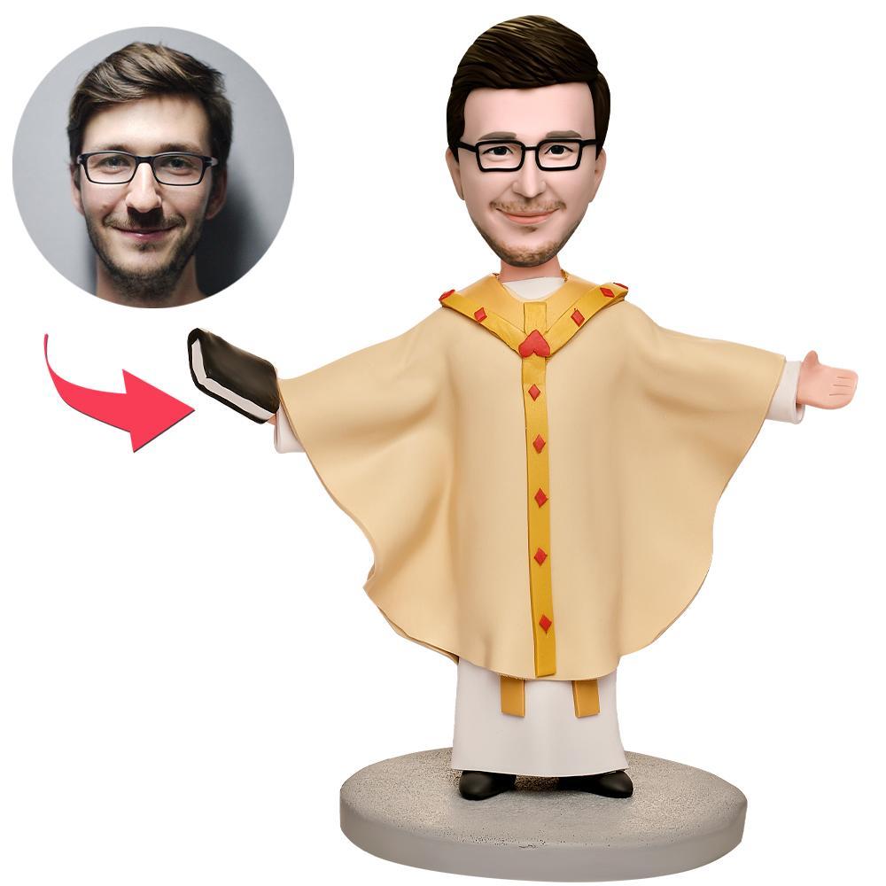 Religious Priest Custom Bobblehead With Engraved Text -