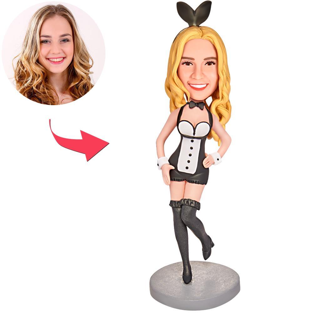 Mothers Day Gift Bunny Girl Custom Bobblehead with Engraved Text - soufeelmy