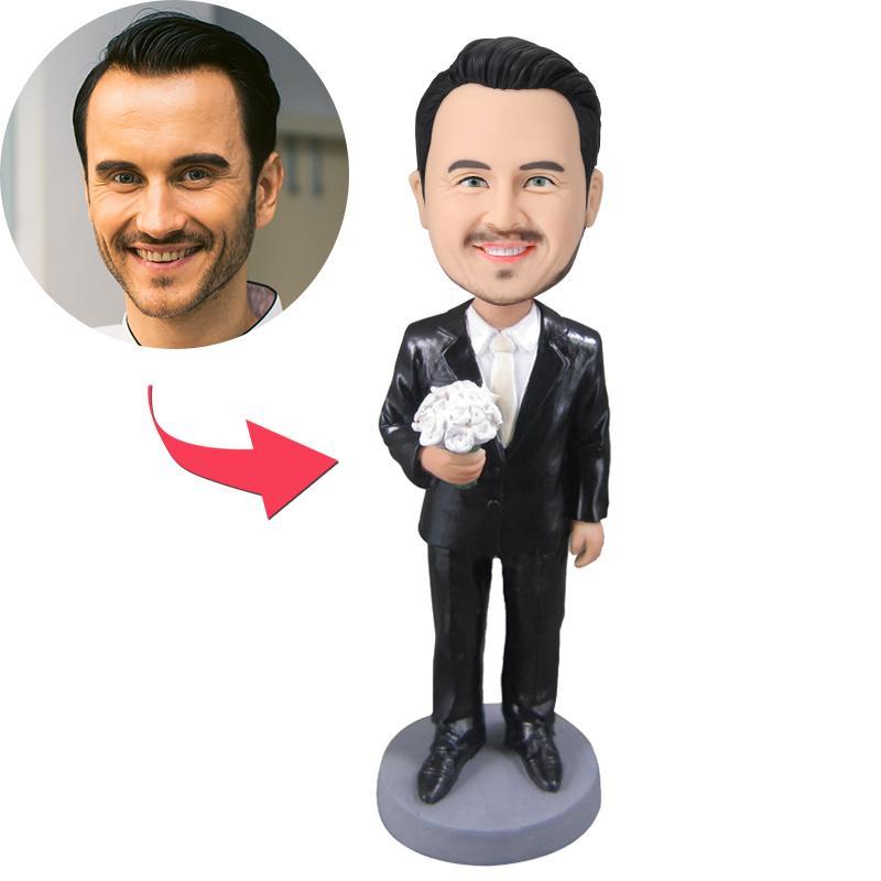 Wedding Groomsmen Custom Bobblehead With Engraved Text - 