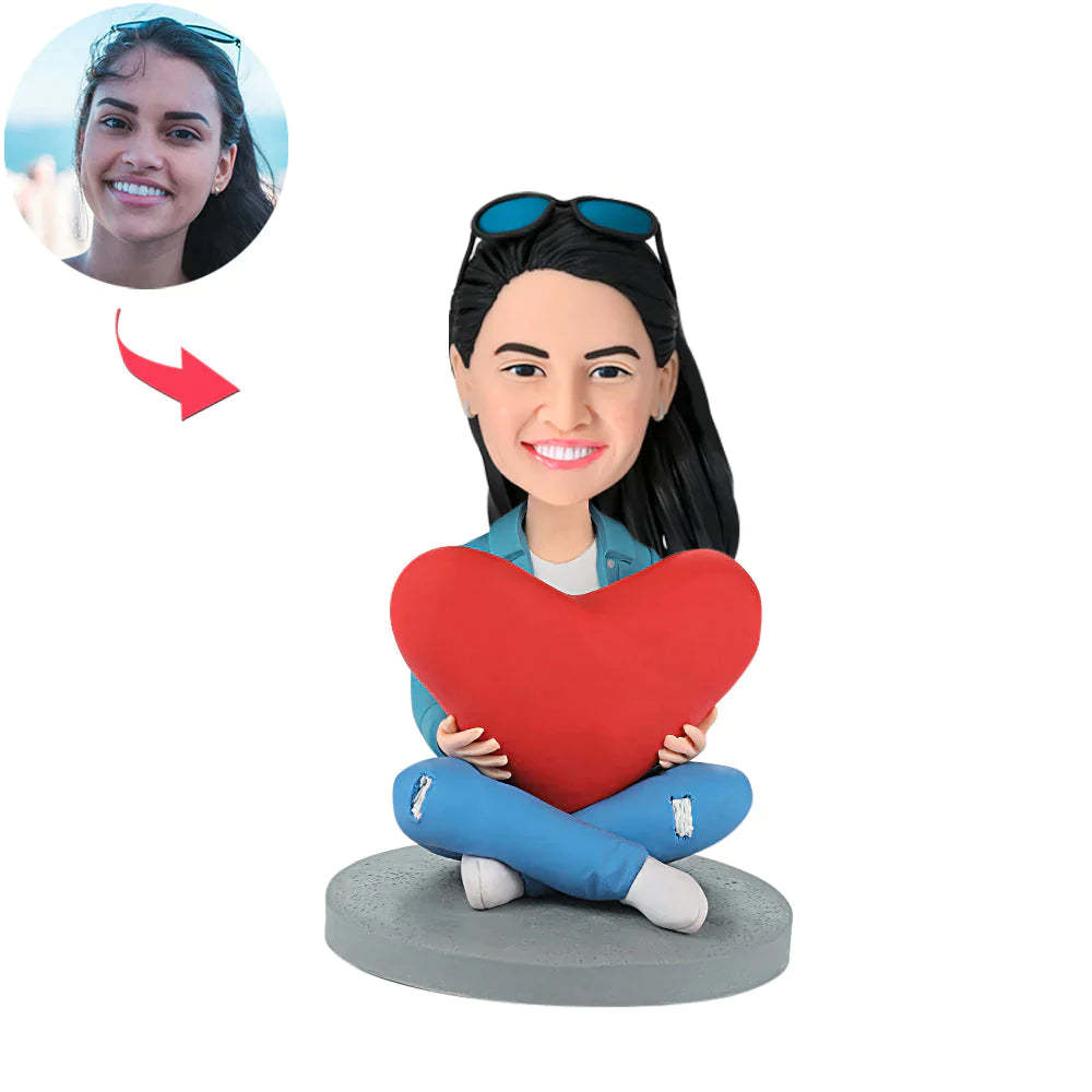 The Couple with The I LOVE U Sign Custom Bobblehead Gift for Lover - soufeelmy