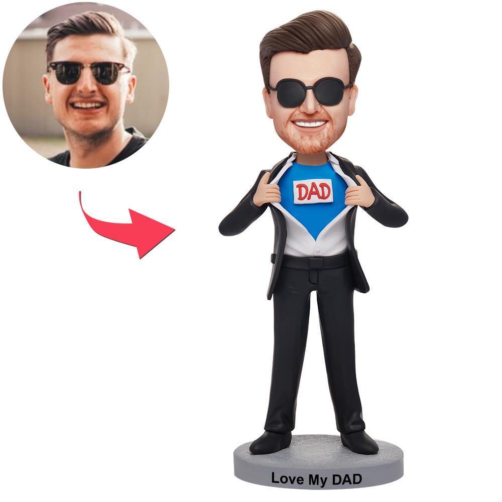 Cool Dad Super Father Custom Bobblehead With Engraved Text - soufeelus