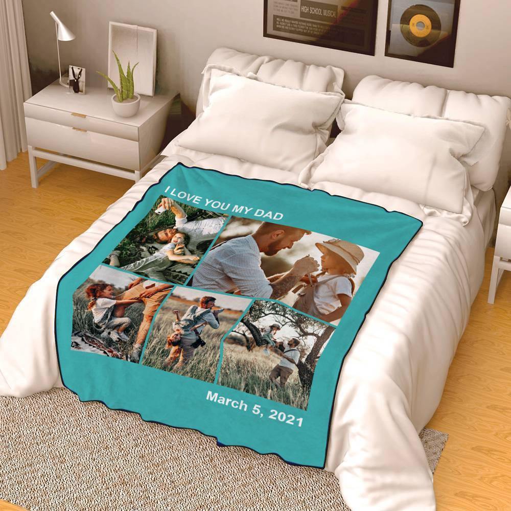 Custom Engraved Photo Blanket Gifts for Dad - soufeelmy