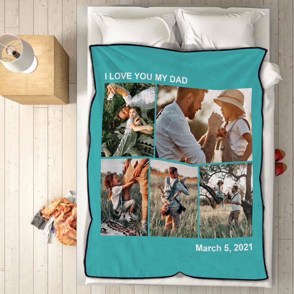 Custom Engraved Photo Blanket Gifts for Dad - soufeelmy