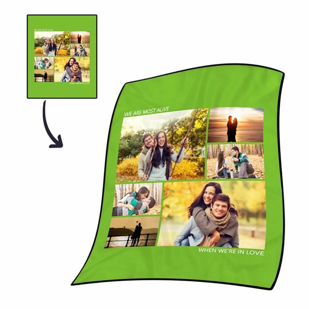 Custom Fleece 6 Photos Blanket with Engraving - soufeelmy