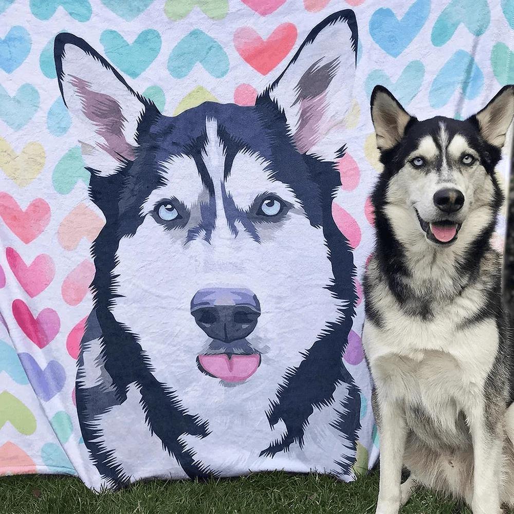 Custom Blankets Personalized Photo Dog Blanket Painted Art Portrait Fleece Blanket - soufeelmy