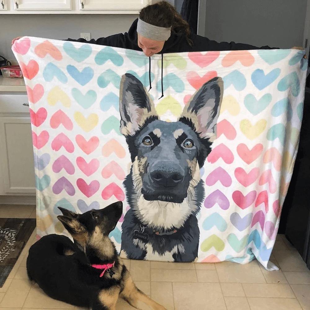 Custom Blankets Personalized Photo Dog Blanket Painted Art Portrait Fleece Blanket - soufeelmy