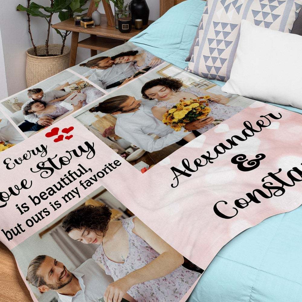 Valentine's Day Custom Photo Blanket For Couples, Custom Valentine's Day Blanket Gift