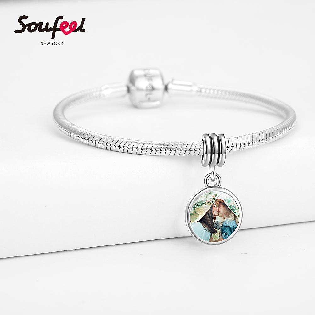 Petal Design Dangle Photo Charm Silver - soufeelus