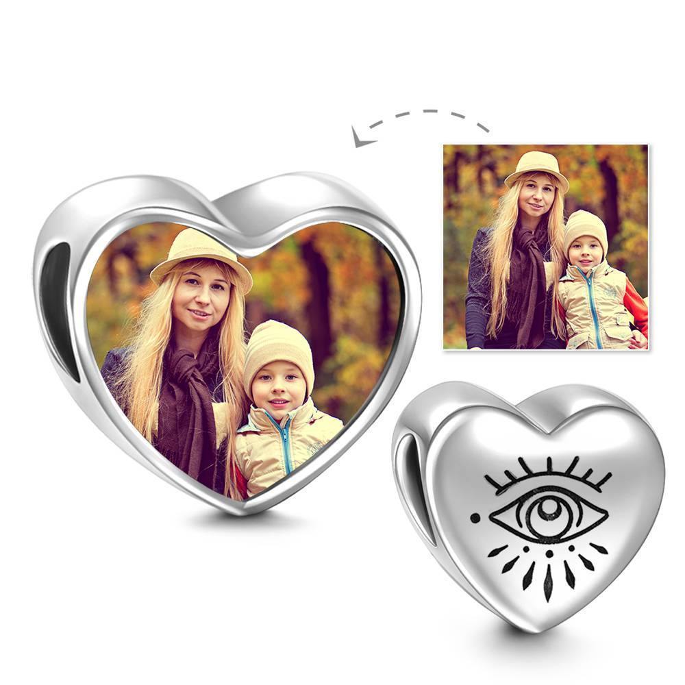 Heart Engraved Photo Charm Silver - soufeelus