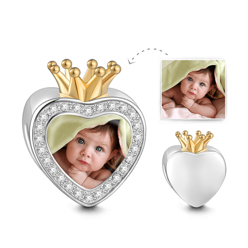 Crown Swarovski Crystal Photo Charm 18k Gold Plated Silver - soufeelus