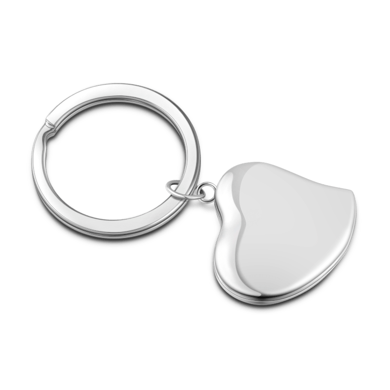 Heart Key Chain Engraved Photo Charm Silver - soufeelus