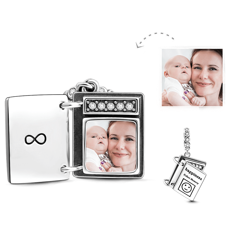 Swarovski Crystal Infinity Love Photo Album Photo Charm Silver - soufeelus