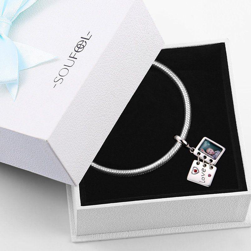 Swarovski Crystal Love Photo Album Photo Charm Silver - soufeelus