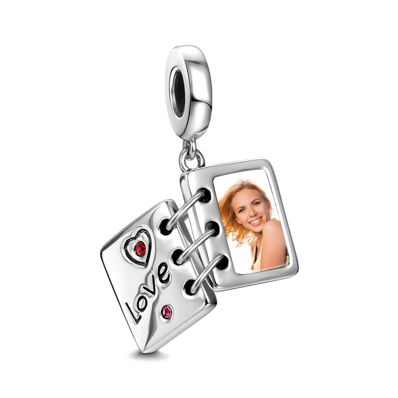 Swarovski Crystal Love Photo Album Photo Charm Silver - soufeelus