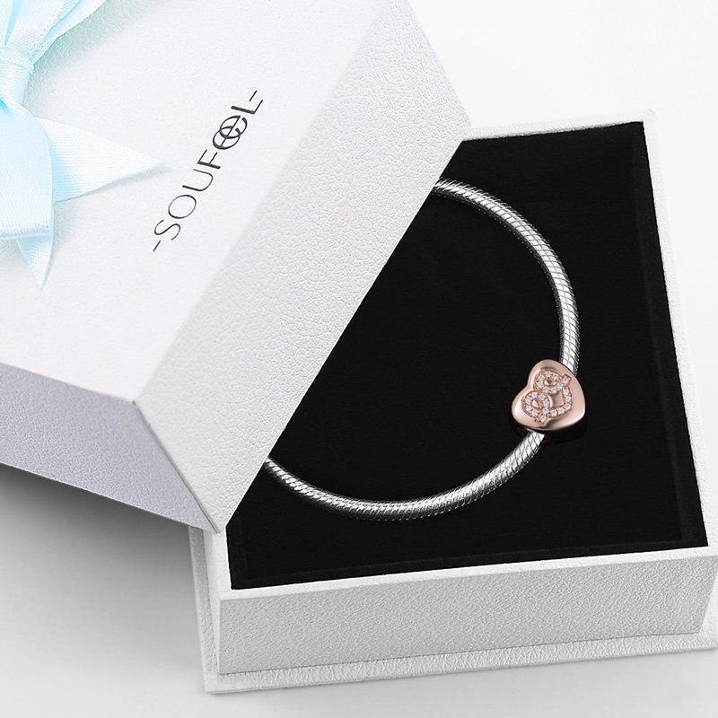 Love Hug Photo Charm with Pave CZ Rose Gold Plated Silver - soufeelus