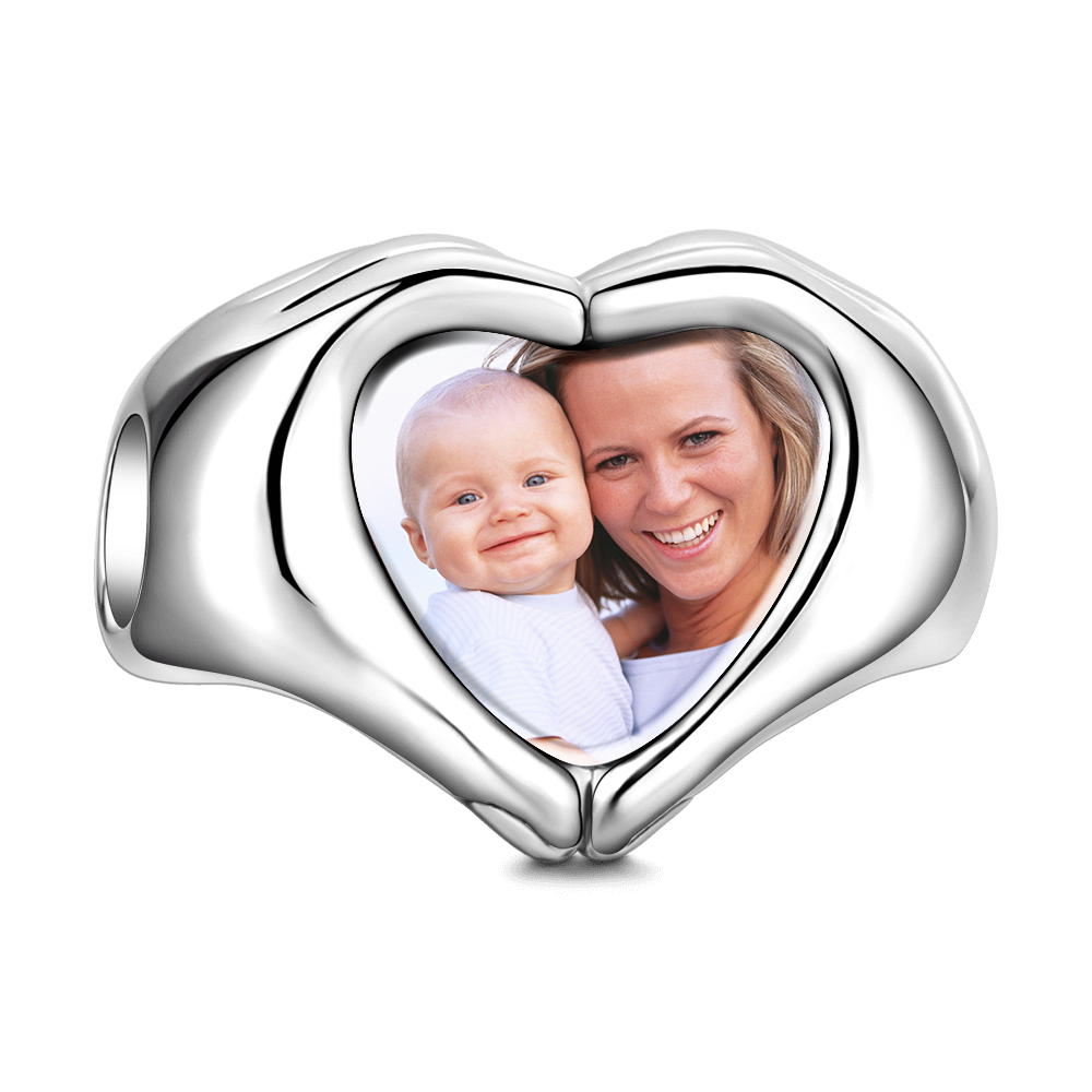 Fingers Heart Photo Charm Silver - soufeelus