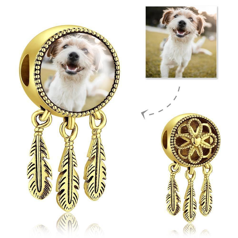 Dreamcatcher Engraved Photo Charm 14K Gold Plated - soufeelus