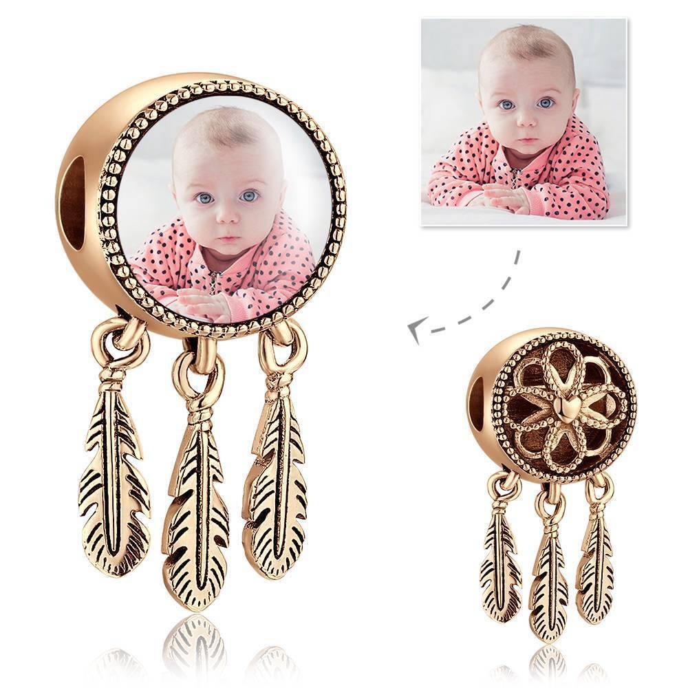 Dreamcatcher Engraved Photo Charm 14K Gold Plated - soufeelus