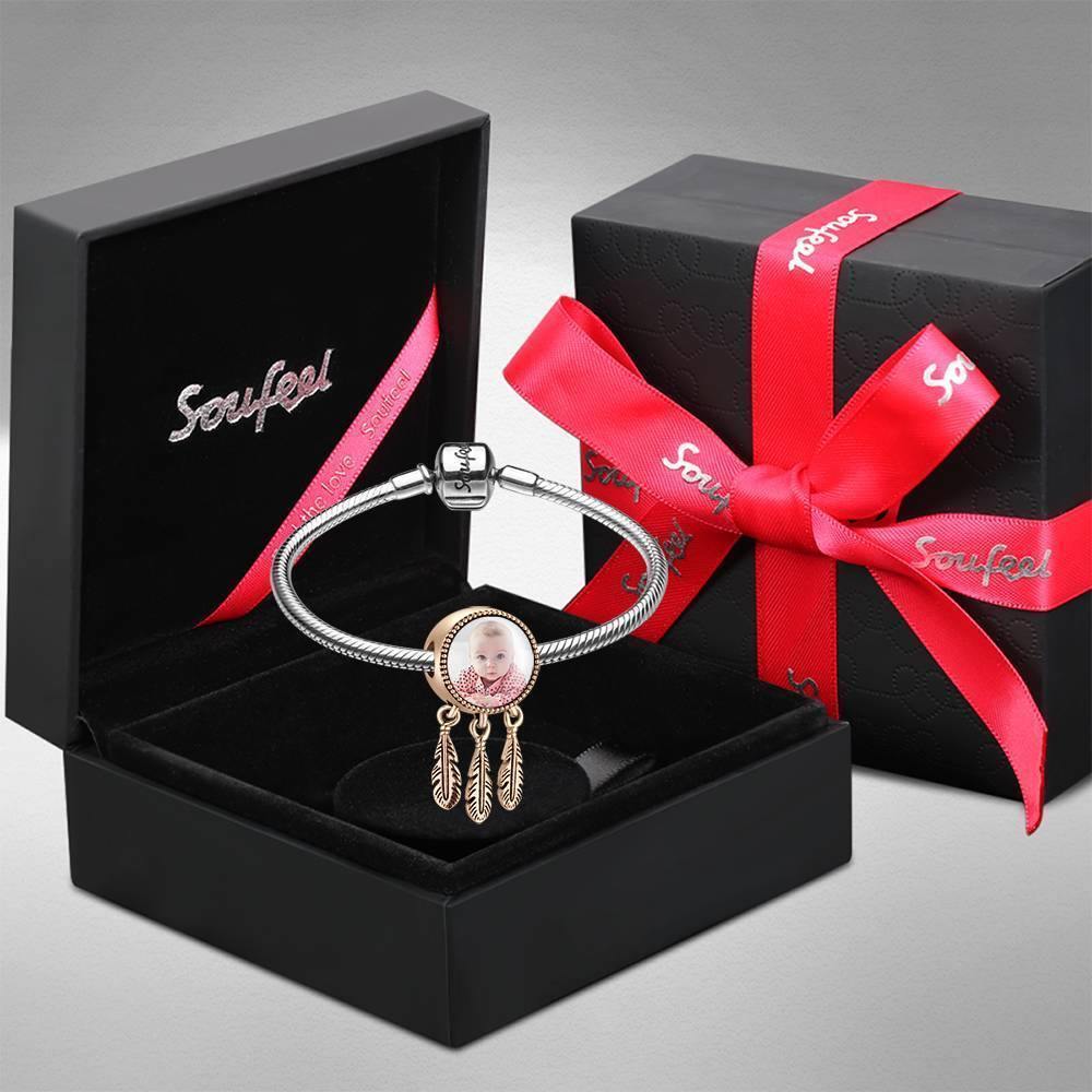 Dreamcatcher Engraved Photo Charm Rose Gold Plated - soufeelus