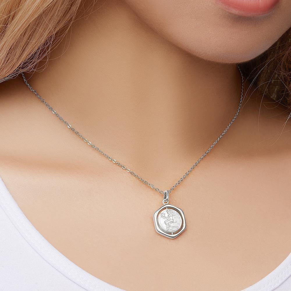 Photo Necklace Victory Wishing Coin Memorial Gifts for Her - soufeelus