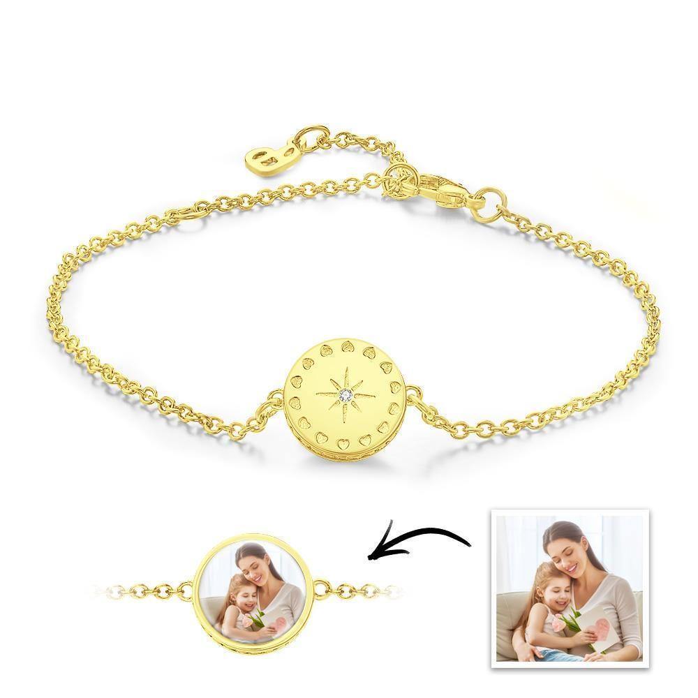 Photo Bracelet Sunshine Bracelet with Little Heart Memorial Gifts for Her Silver - soufeelus
