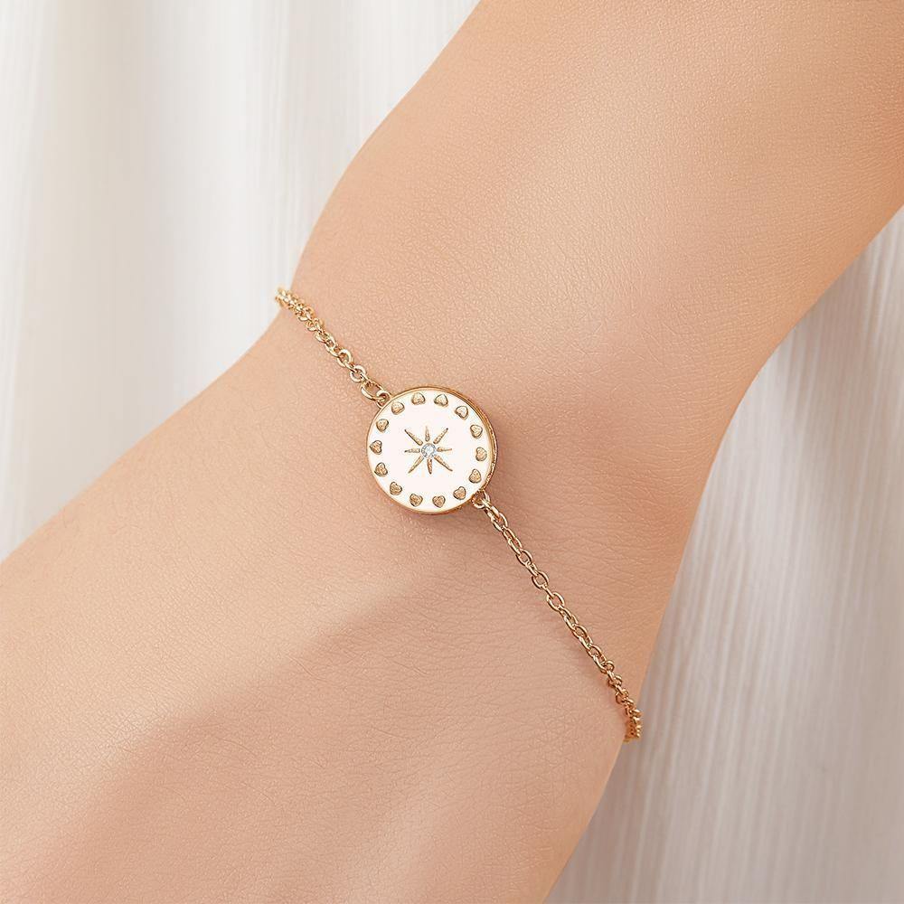 Photo Bracelet Sunshine Bracelet with Little Heart Unique Gifts for Her/Mom Rose Gold Plated Silver - soufeelus