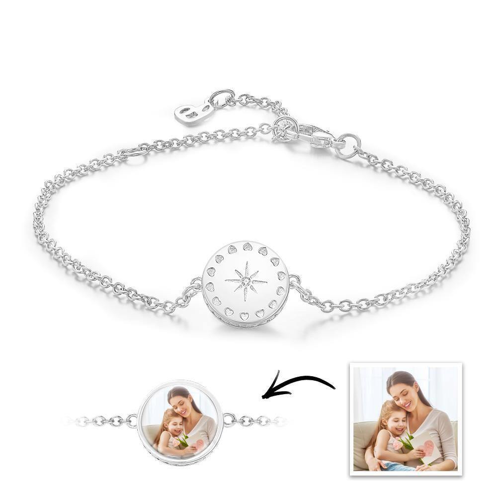 Photo Bracelet Sunshine Bracelet with Little Heart Memorial Gifts for Her Silver - soufeelus
