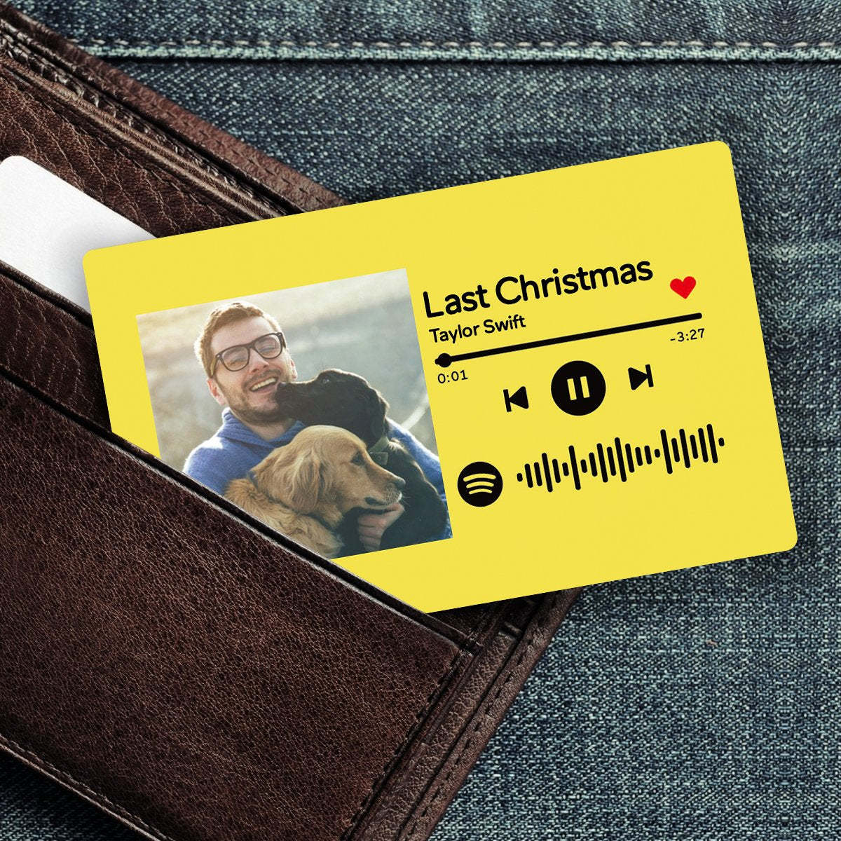 Custom Scannable Spotify Code Photo Wallet Insert Card Yellow - 