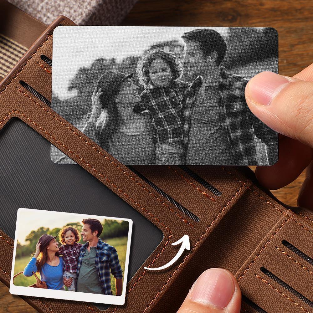 Custom Photo Wallet Insert Card Black for Father - soufeelmy