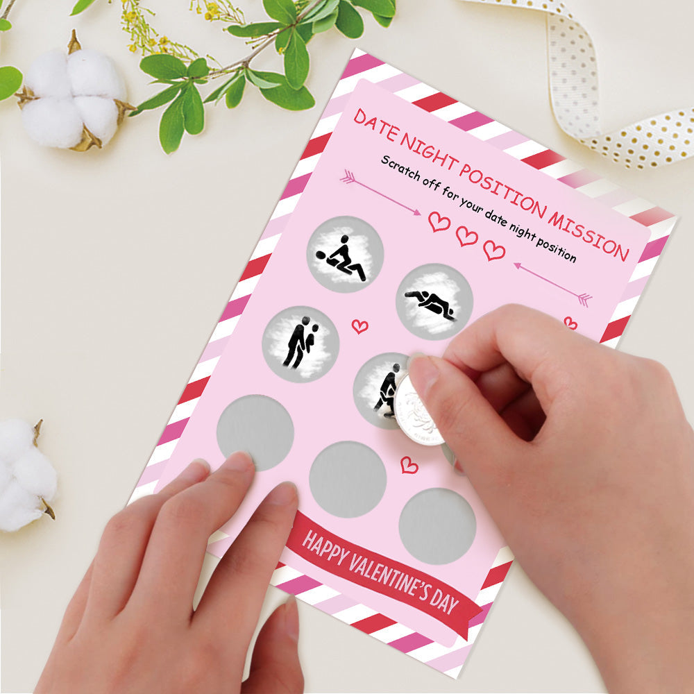 Valentine's Day Date Night Naughty Scratch Card Surprise Funny Position Scratch off Card