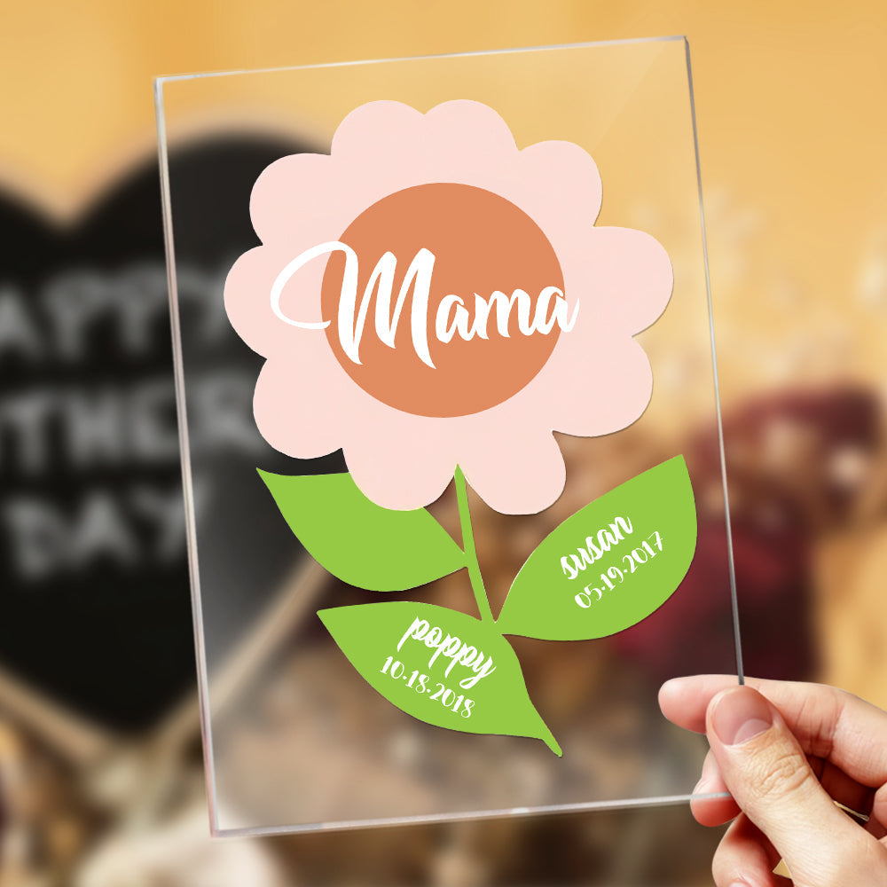 Custom Name and Date Acrylic Lamp Gift for Mom - 