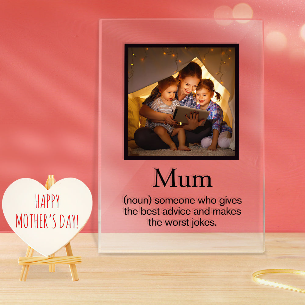 Custom Photo Acrylic Night Light Gift for Mother - 