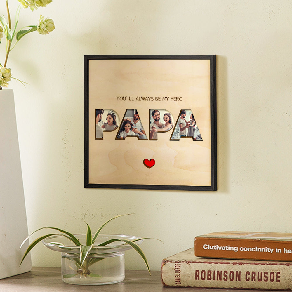 Custom Collage Papa Photo Tiles Personalized Photo Print Wall Art Gift for Father's Day - soufeelmy