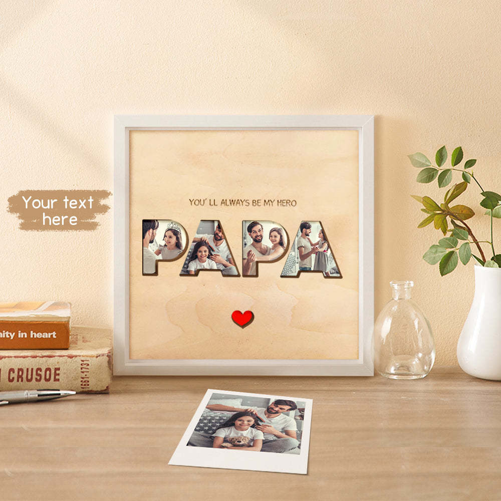 Custom Collage Papa Photo Tiles Personalized Photo Print Wall Art Gift for Father's Day - soufeelmy