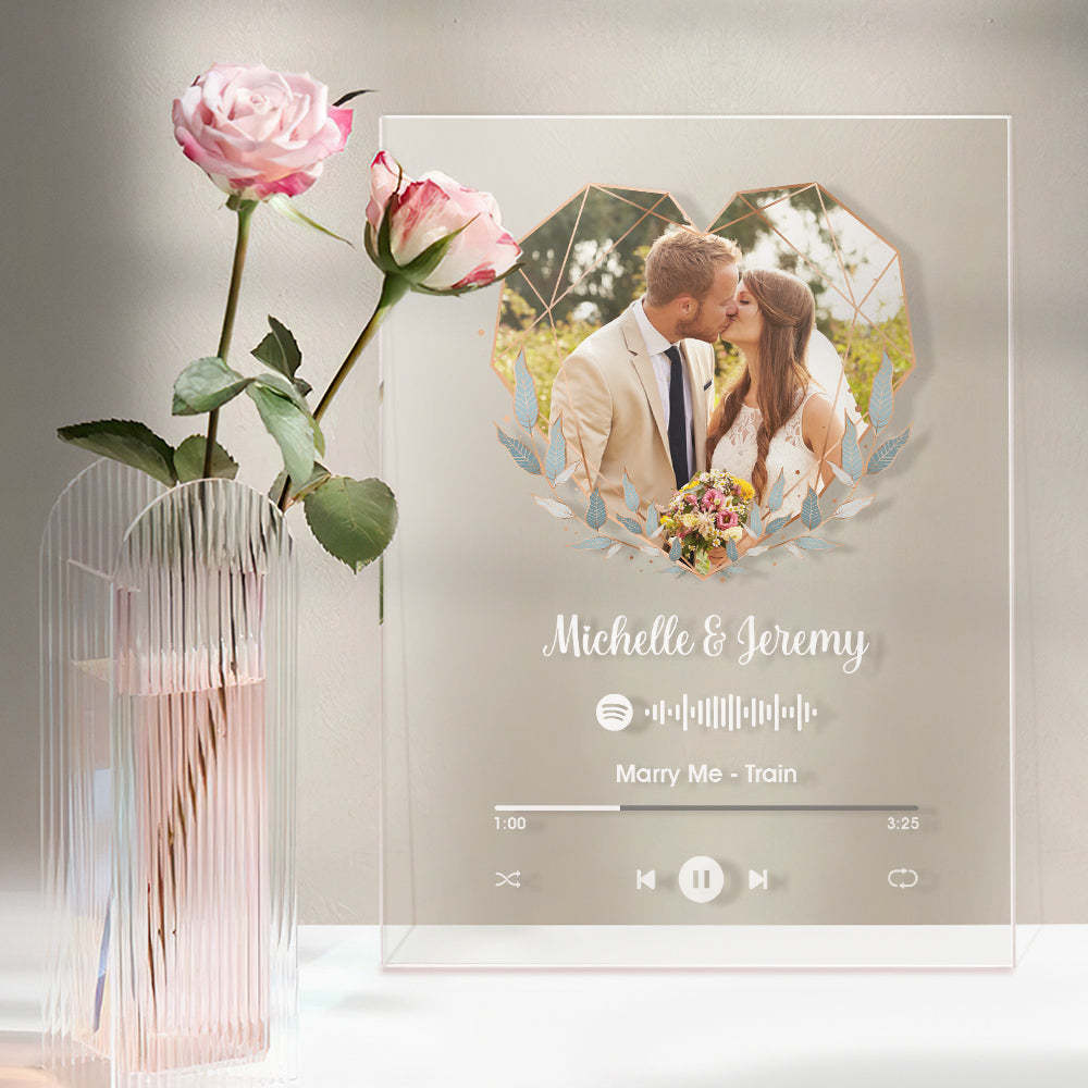 Custom Spotify Plaque Acrylic Music Keychain & Nightlight Heart-shaped Photo of Your Own Gift for Couple - soufeelmy