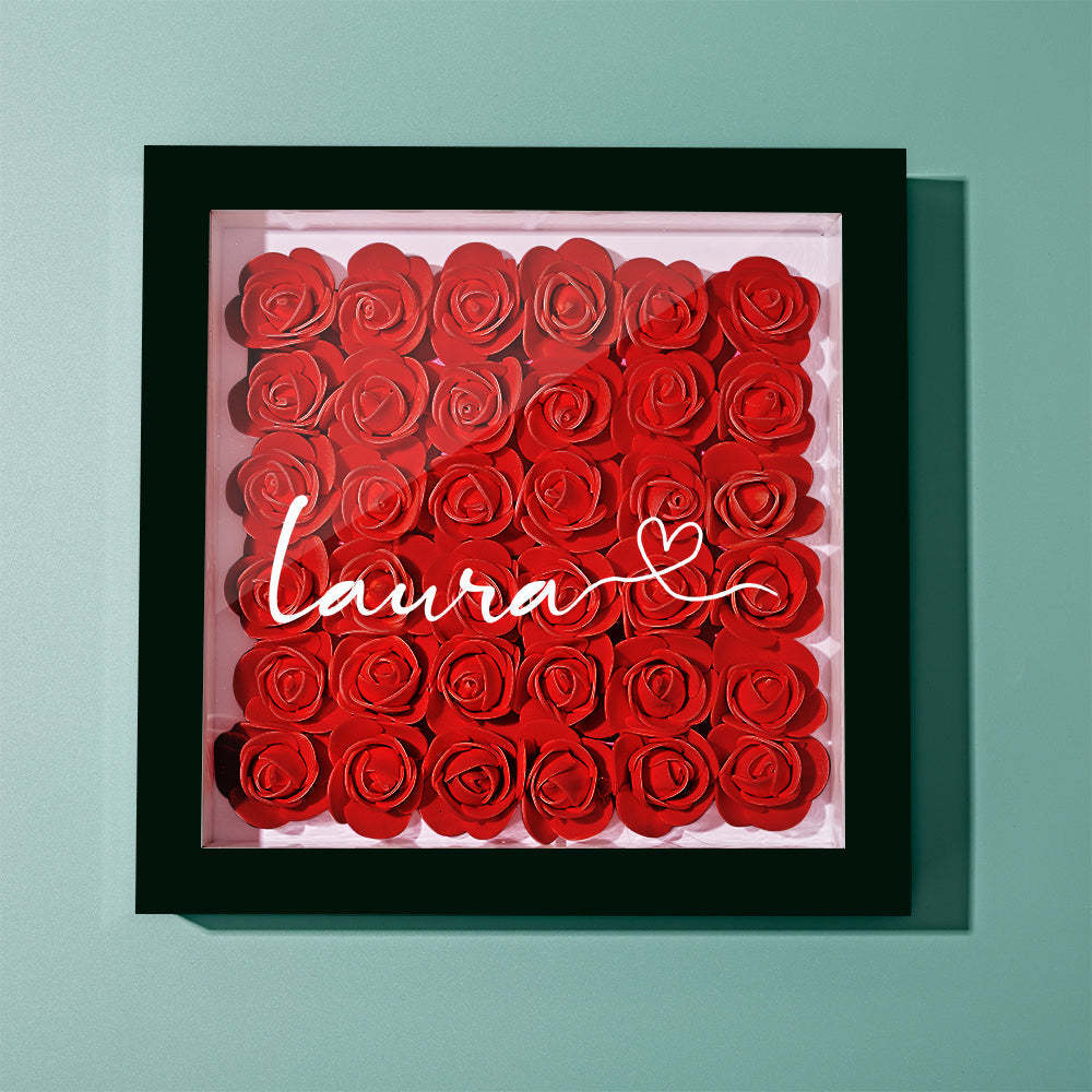 Custom Flower Shadow Box Personalized Name Flower Shadowbox Frame Gift - soufeelmy