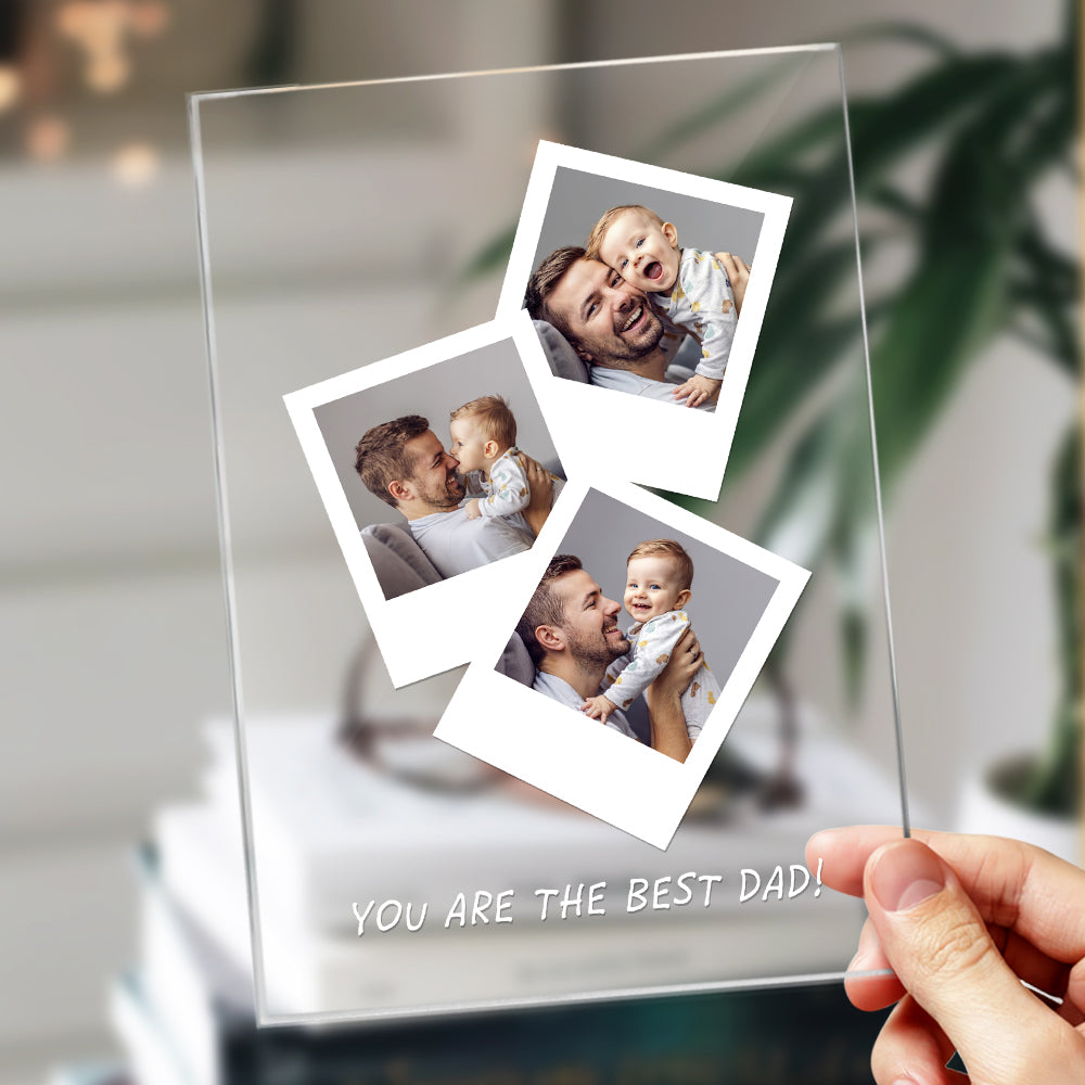 Father's Day Gift Custom Photo Wooden Base Night Light for Dad - soufeelmy