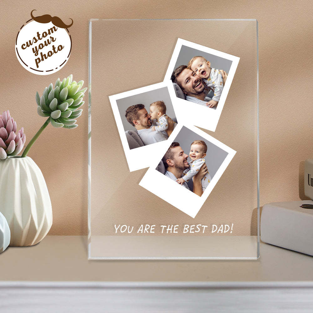 Father's Day Gift Custom Photo Wooden Base Night Light for Dad - soufeelmy