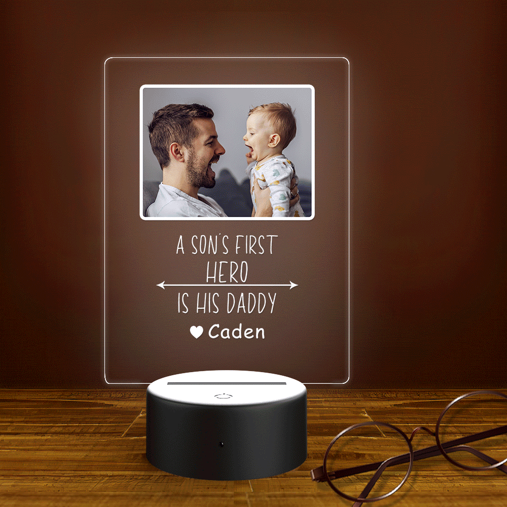 Custom Name and Photo Plastic Base Night Light Father's Day Gift - soufeelmy