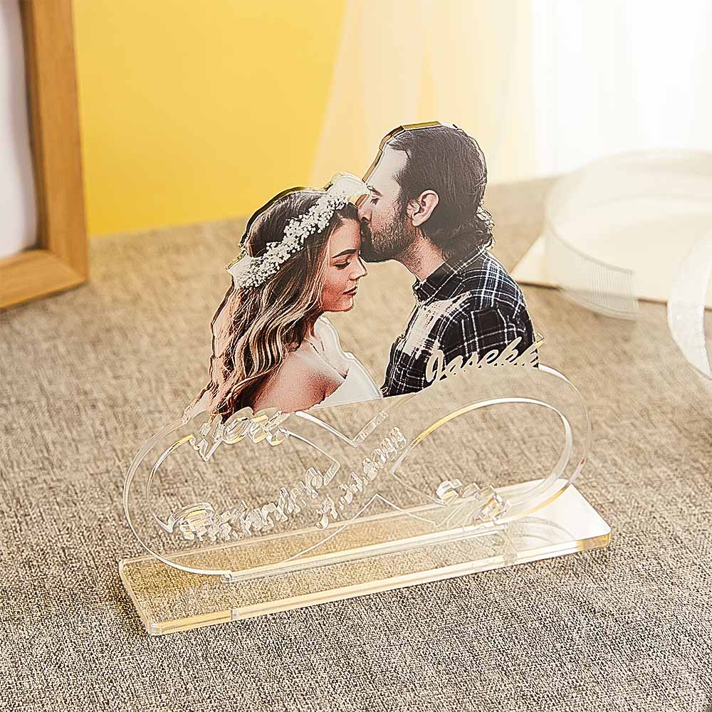 Custom Photo Engraved Acrylic Plaque Personalized Infinity Name Desktop Plaque Anniversary Gift - soufeelmy