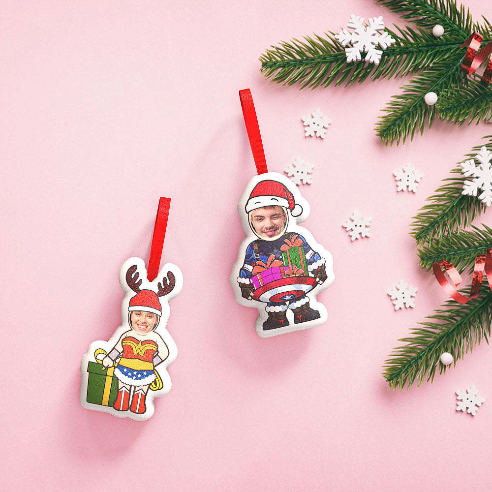 Custom Super Hero Decorations Personalized Captain And Wonder Woman Christmas Hanging Decoration - soufeelmy