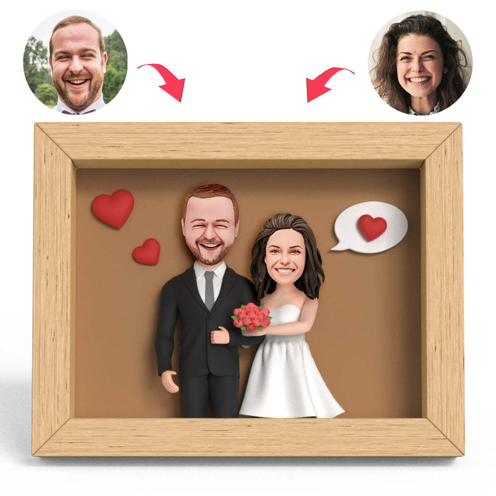 Valentines Gift Wedding Love Dialog Clay Figure Frame Gifts - soufeelmy