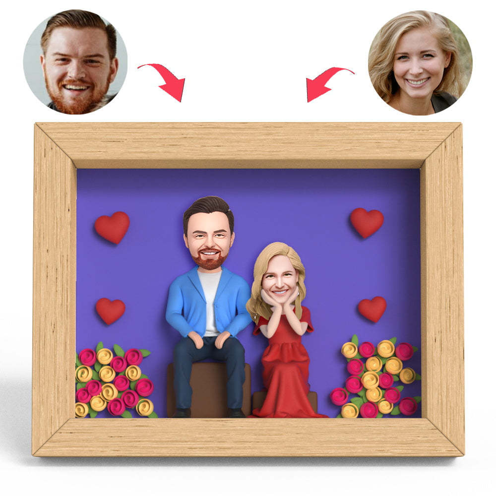 Valentines Gift Lovers Sitting Position Clay Figure Frame Gifts - soufeelmy