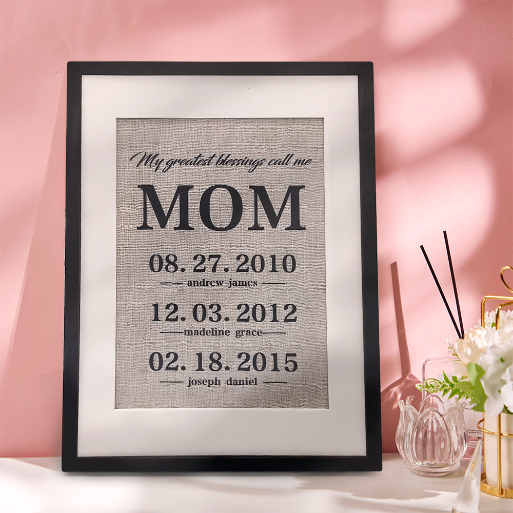 Personalized Mother Gift My Greatest Blessings Call Me Mom Name Sign Gift for Mother - soufeelmy