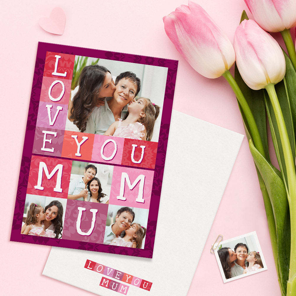 Custom Photo Mother's Day Cards Personalized Love You Mum Card Gifts For Mom - 