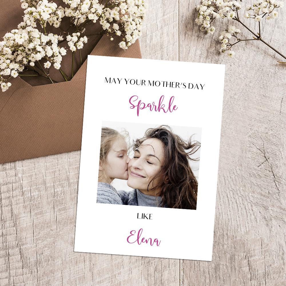 Custom Photo And Engraved Card Gift For Mother's Day - 